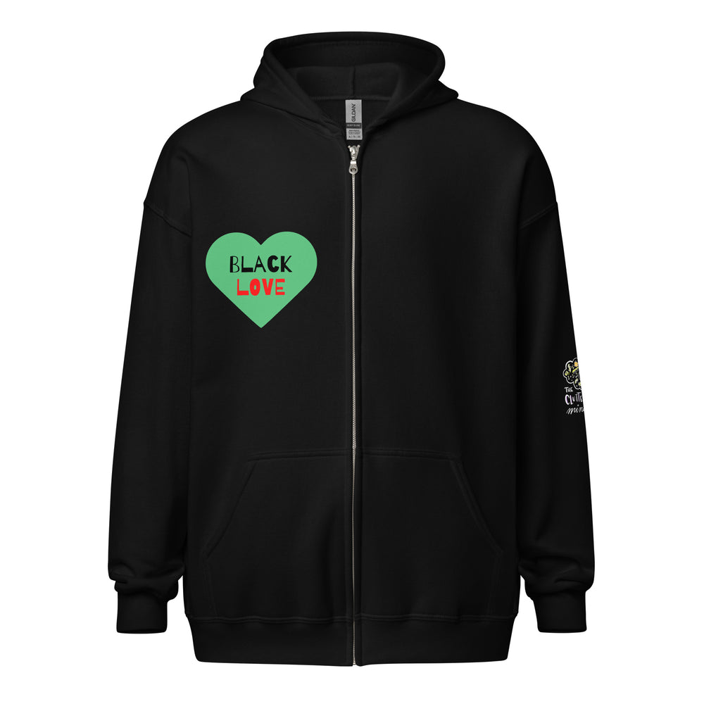 Black Love (heart on the right side) zip hoodie